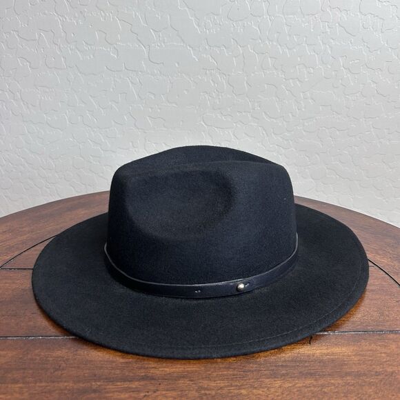 Free People Wool Fedora Hat Black W/ Leather Band One Size $78 - Picture 2 of 11